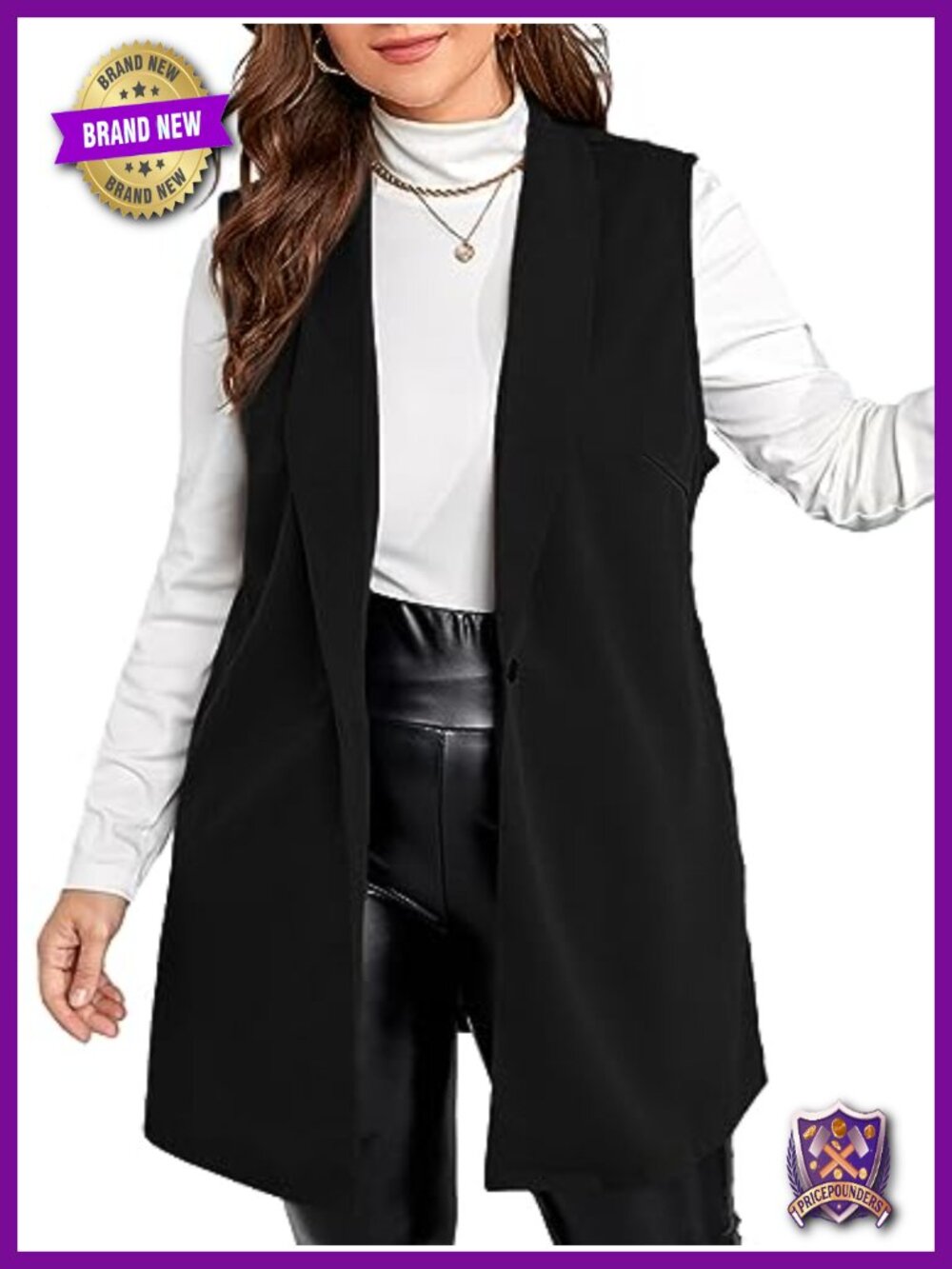 Women's Sleeveless Shawl Collar Button Vest Blazer